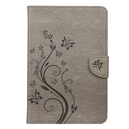 For Samsung Galaxy Tab A8 10.5 2021 X200 / X205 Butterfly Flower Embossing Pattern Leather Tablet Case(Grey) by bashfashion