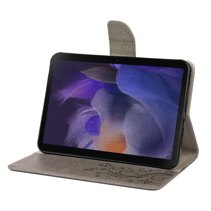 For Samsung Galaxy Tab A8 10.5 2021 X200 / X205 Butterfly Flower Embossing Pattern Leather Tablet Case(Grey) by bashfashion