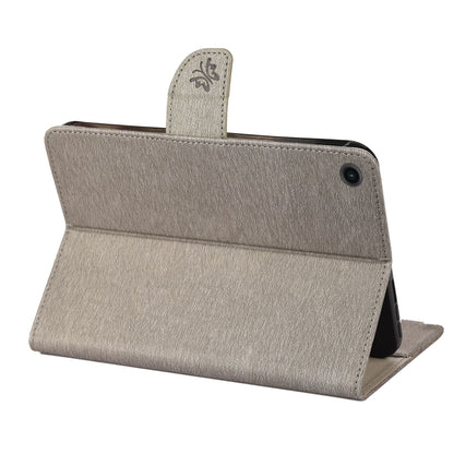 For Samsung Galaxy Tab A8 10.5 2021 X200 / X205 Butterfly Flower Embossing Pattern Leather Tablet Case(Grey) by bashfashion