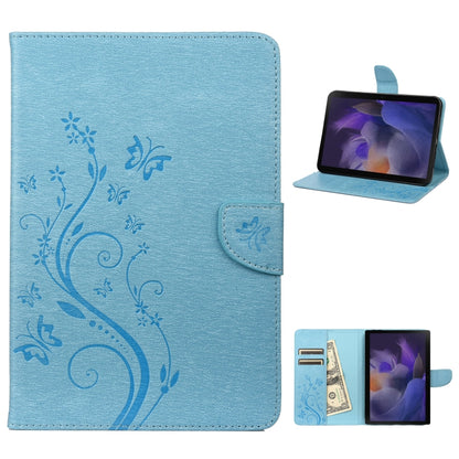 For Samsung Galaxy Tab A8 10.5 2021 X200 / X205 Butterfly Flower Embossing Pattern Leather Tablet Case(Blue) by bashfashion