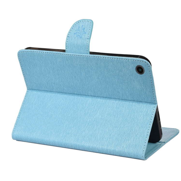 For Samsung Galaxy Tab A8 10.5 2021 X200 / X205 Butterfly Flower Embossing Pattern Leather Tablet Case(Blue) by bashfashion