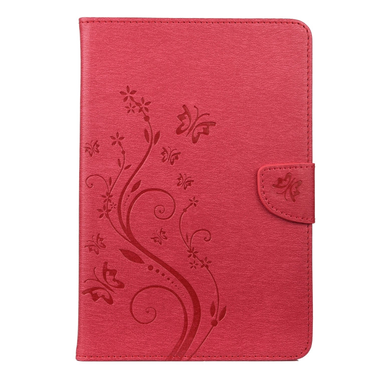 For Samsung Galaxy Tab A8 10.5 2021 X200 / X205 Butterfly Flower Embossing Pattern Leather Tablet Case(Magenta) by bashfashion
