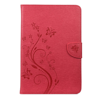For Samsung Galaxy Tab A8 10.5 2021 X200 / X205 Butterfly Flower Embossing Pattern Leather Tablet Case(Magenta) by bashfashion