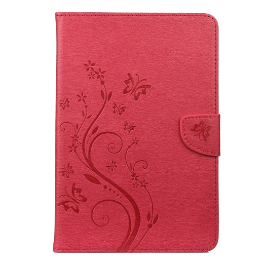 For Samsung Galaxy Tab A8 10.5 2021 X200 / X205 Butterfly Flower Embossing Pattern Leather Tablet Case(Magenta) by bashfashion