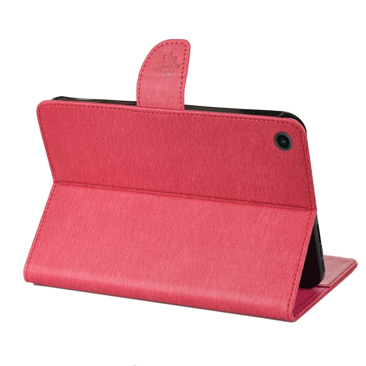 For Samsung Galaxy Tab A8 10.5 2021 X200 / X205 Butterfly Flower Embossing Pattern Leather Tablet Case(Magenta) by bashfashion