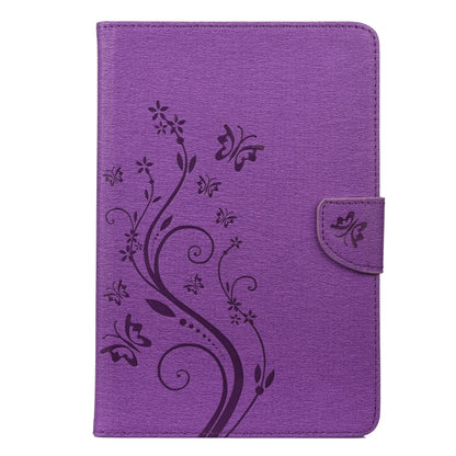 For Samsung Galaxy Tab A8 10.5 2021 X200 / X205 Butterfly Flower Embossing Pattern Leather Tablet Case(Purple) by bashfashion
