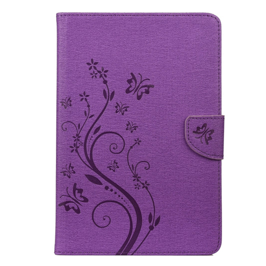 For Samsung Galaxy Tab A8 10.5 2021 X200 / X205 Butterfly Flower Embossing Pattern Leather Tablet Case(Purple) by bashfashion