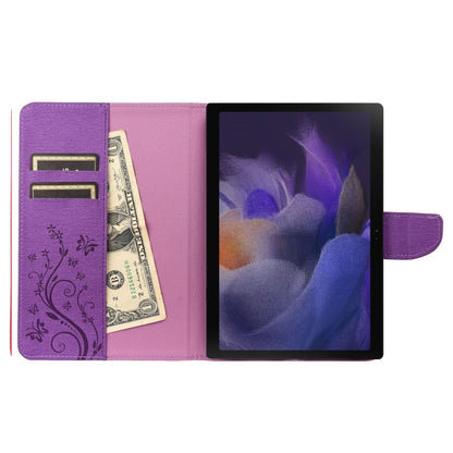 For Samsung Galaxy Tab A8 10.5 2021 X200 / X205 Butterfly Flower Embossing Pattern Leather Tablet Case(Purple) by bashfashion