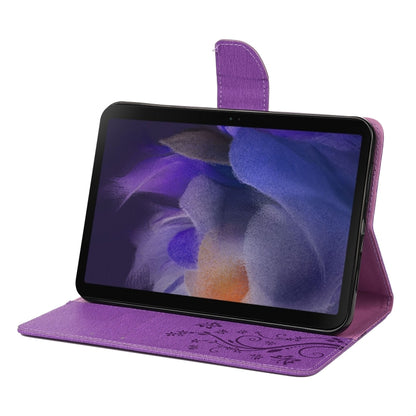 For Samsung Galaxy Tab A8 10.5 2021 X200 / X205 Butterfly Flower Embossing Pattern Leather Tablet Case(Purple) by bashfashion