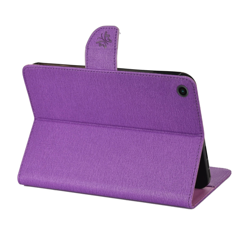 For Samsung Galaxy Tab A8 10.5 2021 X200 / X205 Butterfly Flower Embossing Pattern Leather Tablet Case(Purple) by bashfashion