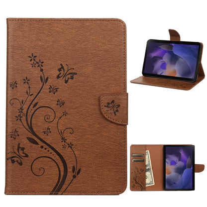 For Samsung Galaxy Tab A8 10.5 2021 X200 / X205 Butterfly Flower Embossing Pattern Leather Tablet Case(Brown) by bashfashion
