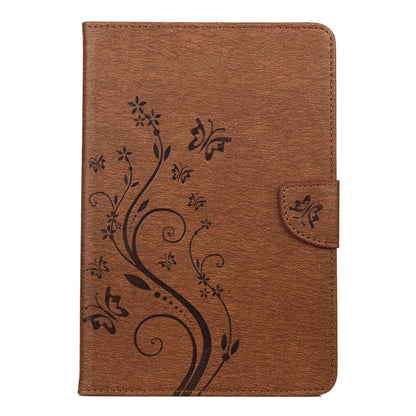 For Samsung Galaxy Tab A8 10.5 2021 X200 / X205 Butterfly Flower Embossing Pattern Leather Tablet Case(Brown) by bashfashion