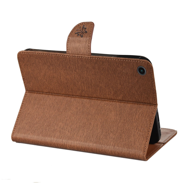 For Samsung Galaxy Tab A8 10.5 2021 X200 / X205 Butterfly Flower Embossing Pattern Leather Tablet Case(Brown) by bashfashion