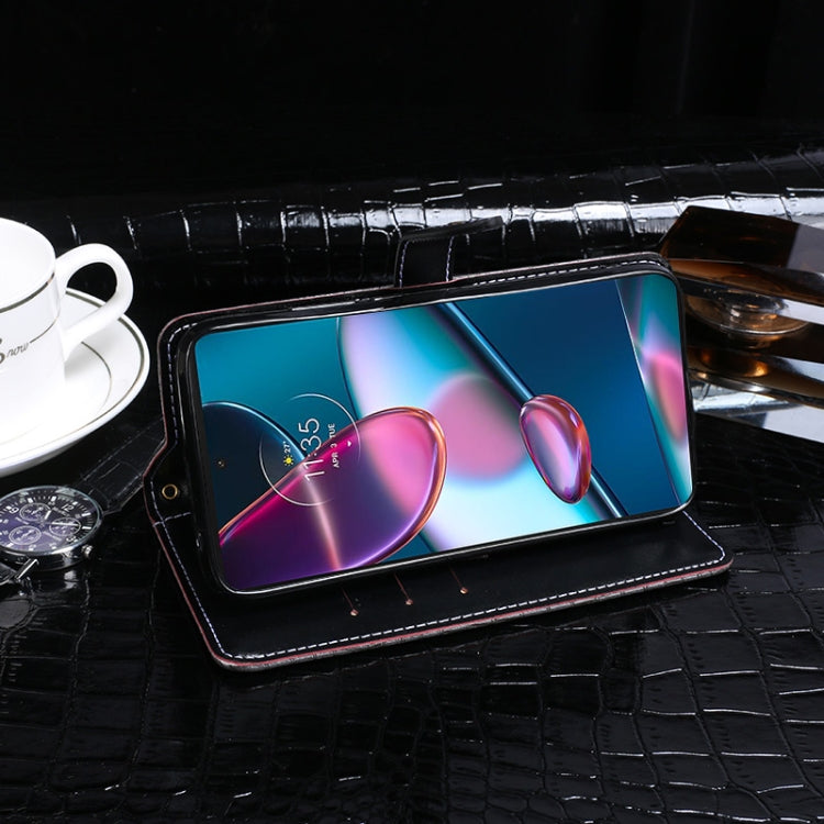 For Motorola Edge 30 Pro idewei Crocodile Texture Leather Phone Case(Black) by idewei