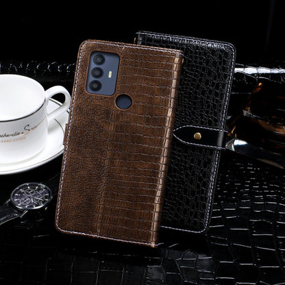 For TCL 30 SE idewei Crocodile Texture Leather Phone Case(Black) by idewei