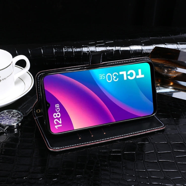 For TCL 30 SE idewei Crocodile Texture Leather Phone Case(Dark Blue) by idewei