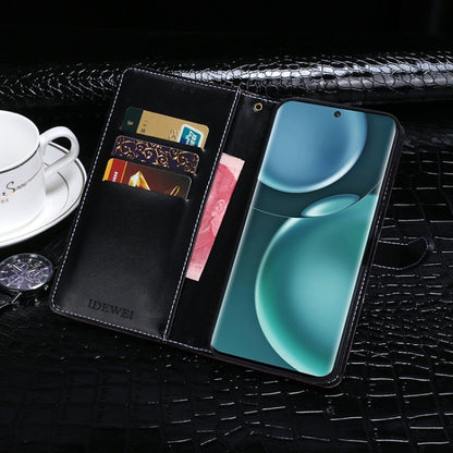 For Honor Magic4 idewei Crocodile Texture Leather Phone Case(Black) by idewei