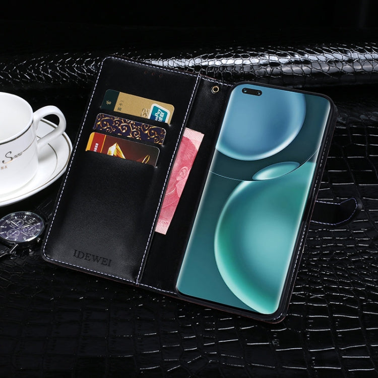 For Honor Magic4 Pro idewei Crocodile Texture Leather Phone Case(Black) by idewei