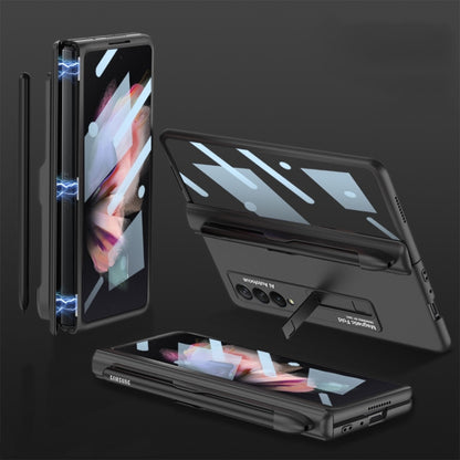 For Samsung Galaxy Z Fold3 5G GKK Integrated Magnetic Full Coverage Phone Flip Case with Pen Slot(Black) by GKK