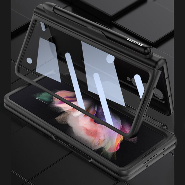 For Samsung Galaxy Z Fold3 5G GKK Integrated Magnetic Full Coverage Phone Flip Case with Pen Slot(Black) by GKK