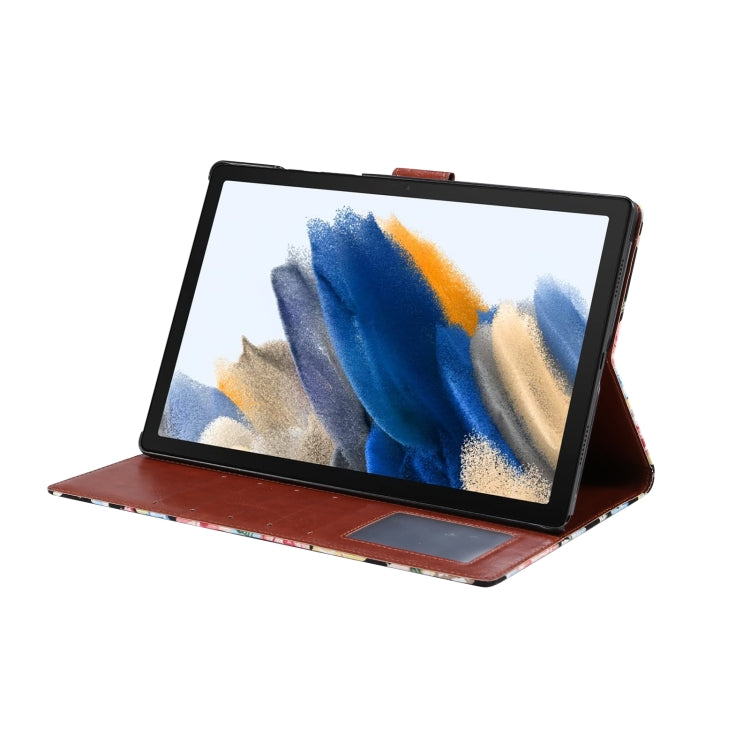 For Samsung Galaxy Tab A8 10.5 2021 X200 / X205 Flower Cloth Leather Smart Tablet Case(Black) by bashfashion