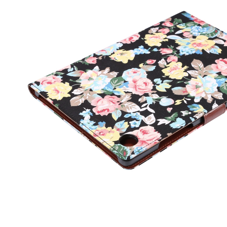 For Samsung Galaxy Tab A8 10.5 2021 X200 / X205 Flower Cloth Leather Smart Tablet Case(Black) by bashfashion