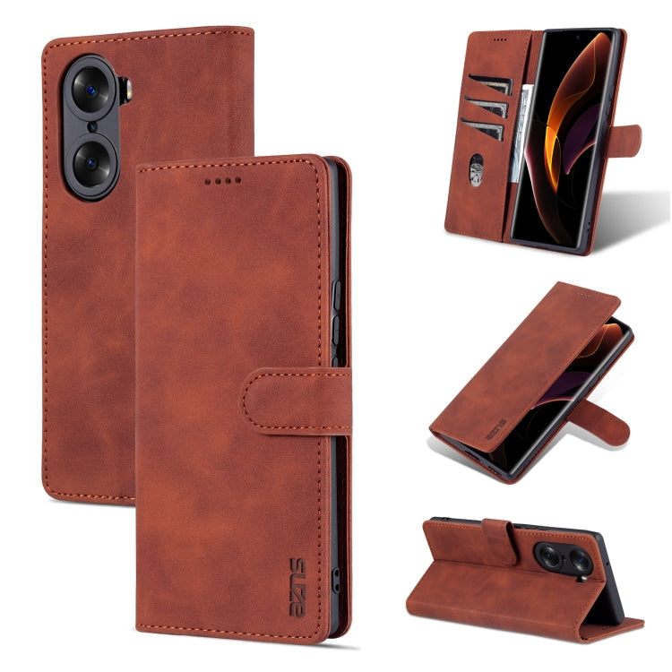 For Honor 60 Pro AZNS Skin Feel Calf Texture Horizontal Flip Leather Phone Case(Brown) by AZNS
