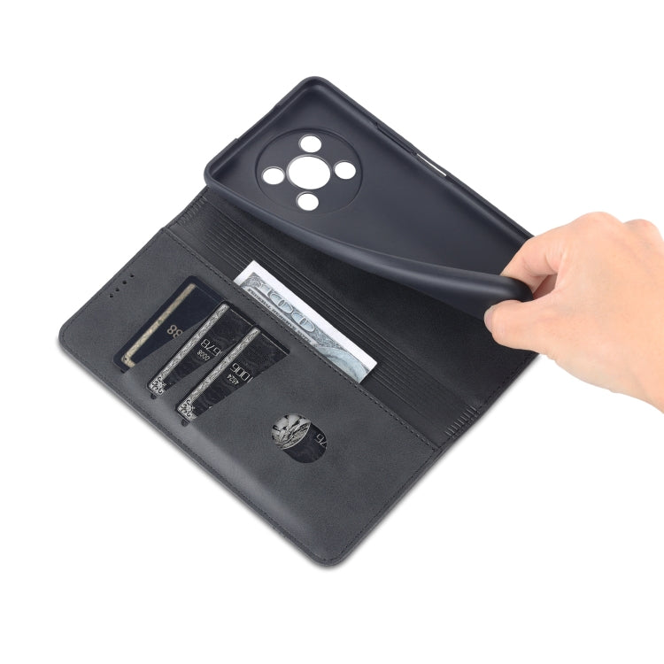 For Honor X30 AZNS Magnetic Calf Texture Leather Phone Case(Black) by AZNS