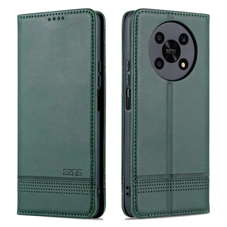 For Honor X30 AZNS Magnetic Calf Texture Leather Phone Case(Dark Green) by AZNS