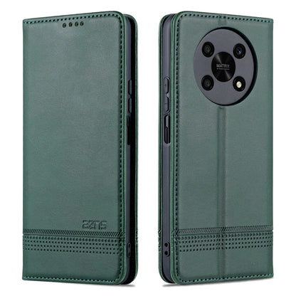 For Honor X30 AZNS Magnetic Calf Texture Leather Phone Case(Dark Green) by AZNS