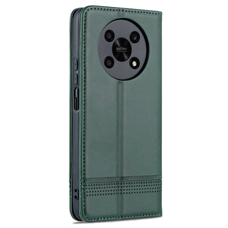 For Honor X30 AZNS Magnetic Calf Texture Leather Phone Case(Dark Green) by AZNS