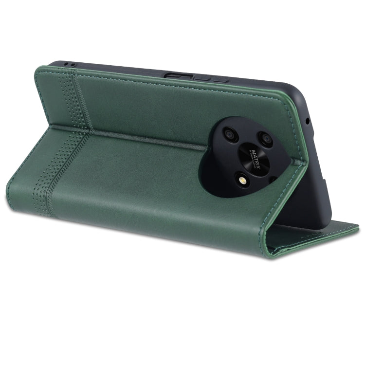 For Honor X30 AZNS Magnetic Calf Texture Leather Phone Case(Dark Green) by AZNS