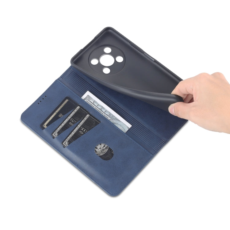 For Honor X30 AZNS Magnetic Calf Texture Leather Phone Case(Dark Blue) by AZNS