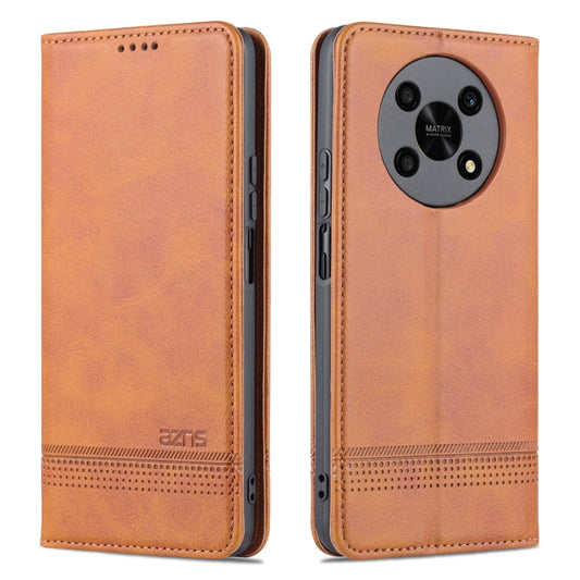 For Honor X30 AZNS Magnetic Calf Texture Leather Phone Case(Light Brown) by AZNS
