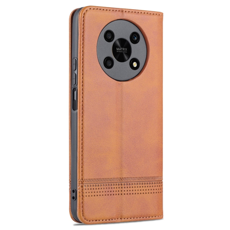 For Honor X30 AZNS Magnetic Calf Texture Leather Phone Case(Light Brown) by AZNS