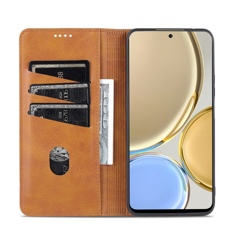 For Honor X30 AZNS Magnetic Calf Texture Leather Phone Case(Light Brown) by AZNS