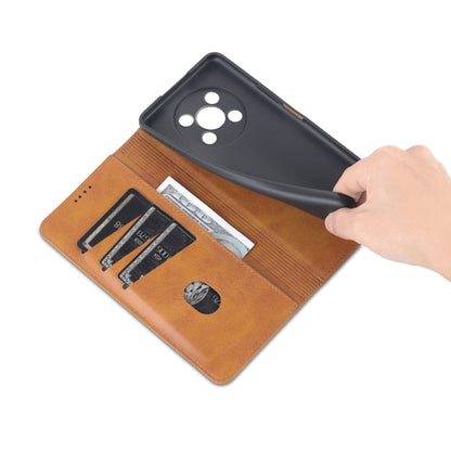 For Honor X30 AZNS Magnetic Calf Texture Leather Phone Case(Light Brown) by AZNS