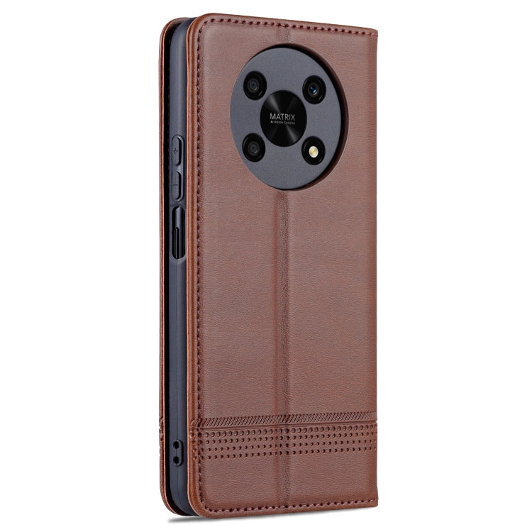 For Honor X30 AZNS Magnetic Calf Texture Leather Phone Case(Dark Brown) by AZNS