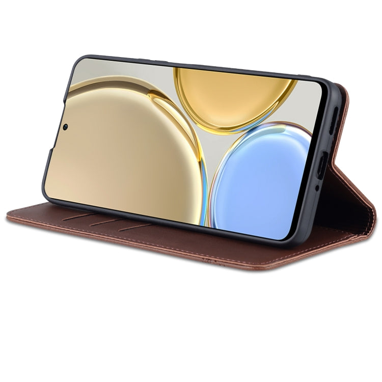 For Honor X30 AZNS Magnetic Calf Texture Leather Phone Case(Dark Brown) by AZNS