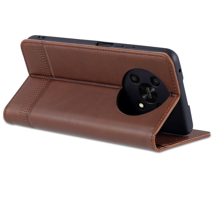For Honor X30 AZNS Magnetic Calf Texture Leather Phone Case(Dark Brown) by AZNS