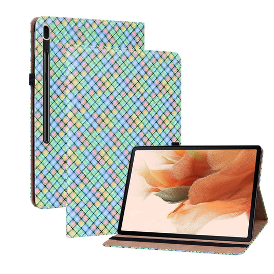 For Samsung Galaxy Tab S8 / Tab S7 Color Weave Texture Flip Leather Tablet Case with Holder(Rainbow) by bashfashion