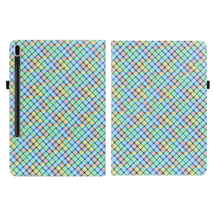 For Samsung Galaxy Tab S8 / Tab S7 Color Weave Texture Flip Leather Tablet Case with Holder(Rainbow) by bashfashion