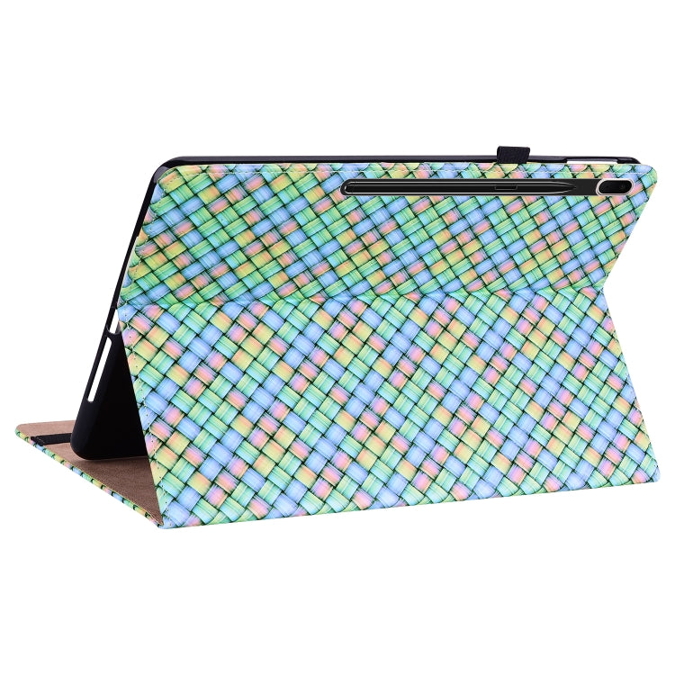 For Samsung Galaxy Tab S8 / Tab S7 Color Weave Texture Flip Leather Tablet Case with Holder(Rainbow) by bashfashion