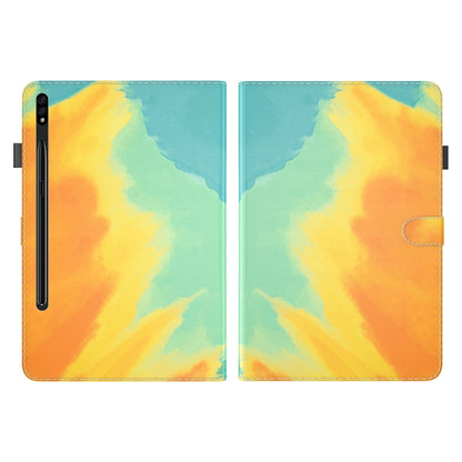For Samsung Galaxy Tab S8 / Tab S7 Watercolor Pattern Flip Leather Tablet Case(Autumn Leaves) by bashfashion