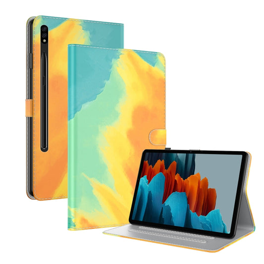 For Samsung Galaxy Tab S9 Watercolor Pattern Flip Leather Tablet Case(Autumn Leaves) by bashfashion