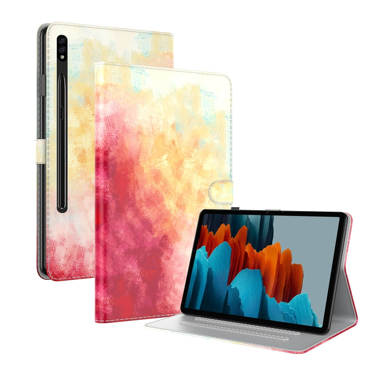 For Samsung Galaxy Tab S9 Watercolor Pattern Flip Leather Tablet Case(Spring Cherry) by bashfashion