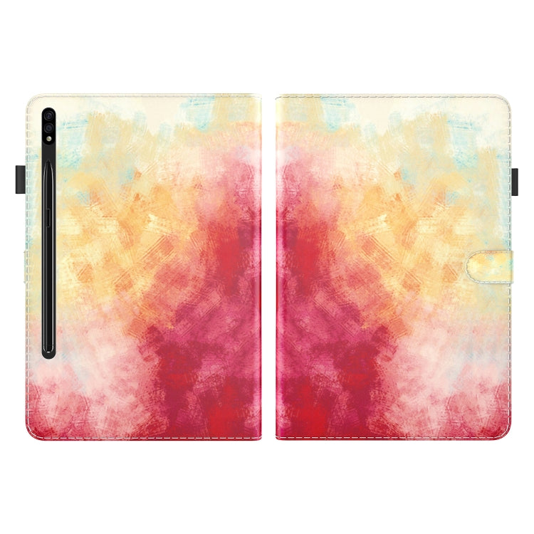 For Samsung Galaxy Tab S9 Watercolor Pattern Flip Leather Tablet Case(Spring Cherry) by bashfashion