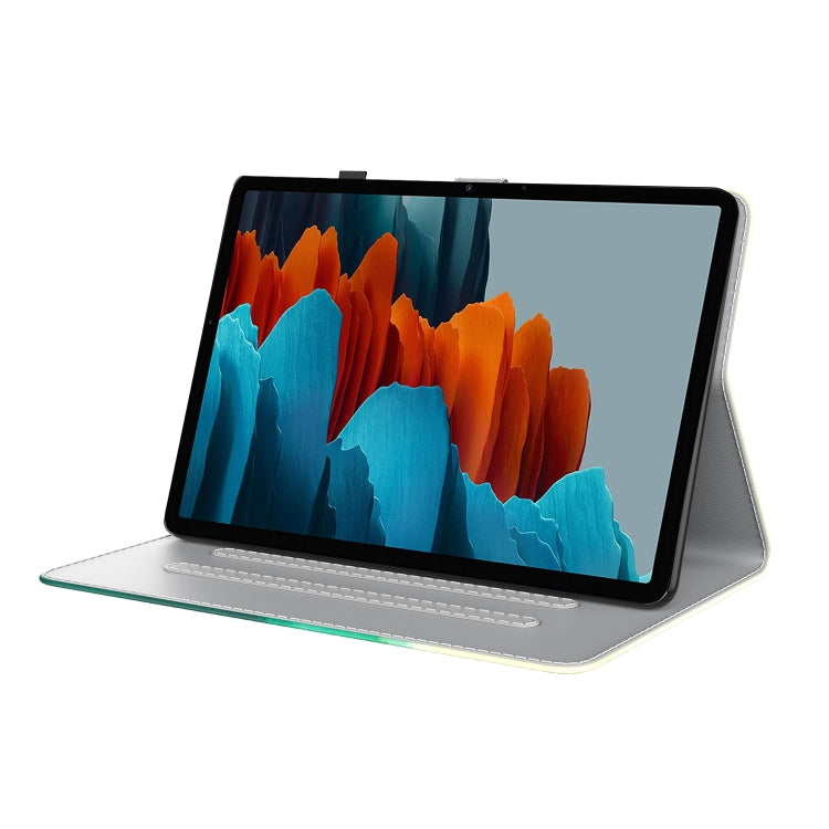 For Samsung Galaxy Tab S9+ Watercolor Pattern Flip Leather Tablet Case(Cyan Green) by bashfashion