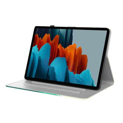For Samsung Galaxy Tab S9+ Watercolor Pattern Flip Leather Tablet Case(Cyan Green) by bashfashion