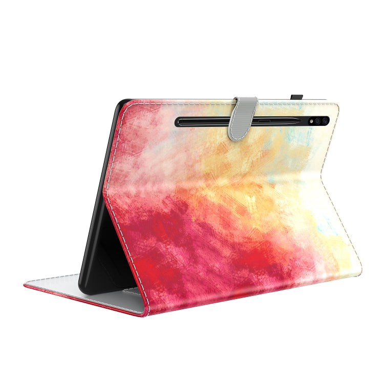 For Samsung Galaxy Tab S9+ Watercolor Pattern Flip Leather Tablet Case(Spring Cherry) by bashfashion